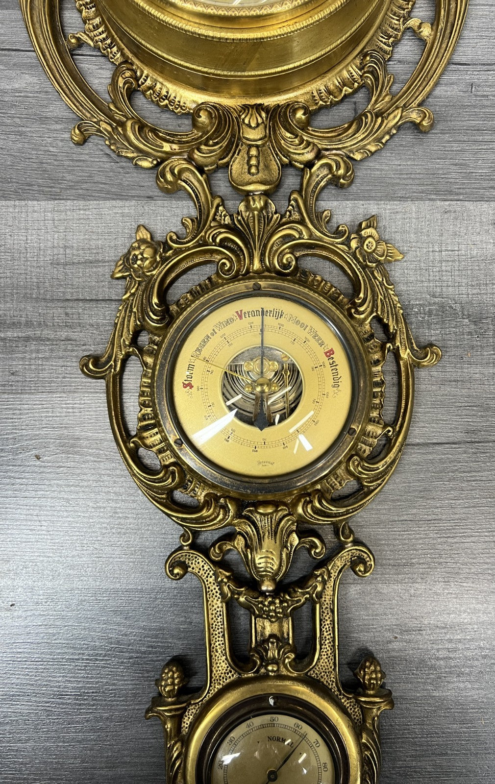 Barometer Vintage French Weather Station Thermometer Hygrometer LOT 44242