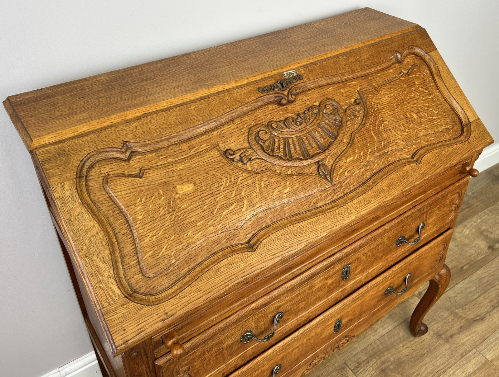 Secretaire Writing Desk Vintage French Louis Oak Rare Bureaux Cabinet LOT 63193