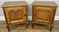 Pair of Bedside Tables Vintage French Louis Oak Nightstands Cabinets LOT 62171
