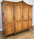 Wardrobe Vintage French Louis XVI Style Oak Four Door Carved Armoire LOT 60992