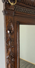 Antique French Oak Wall Mirror with  Carved Frame Wall Decor 197cm  LOT 43523