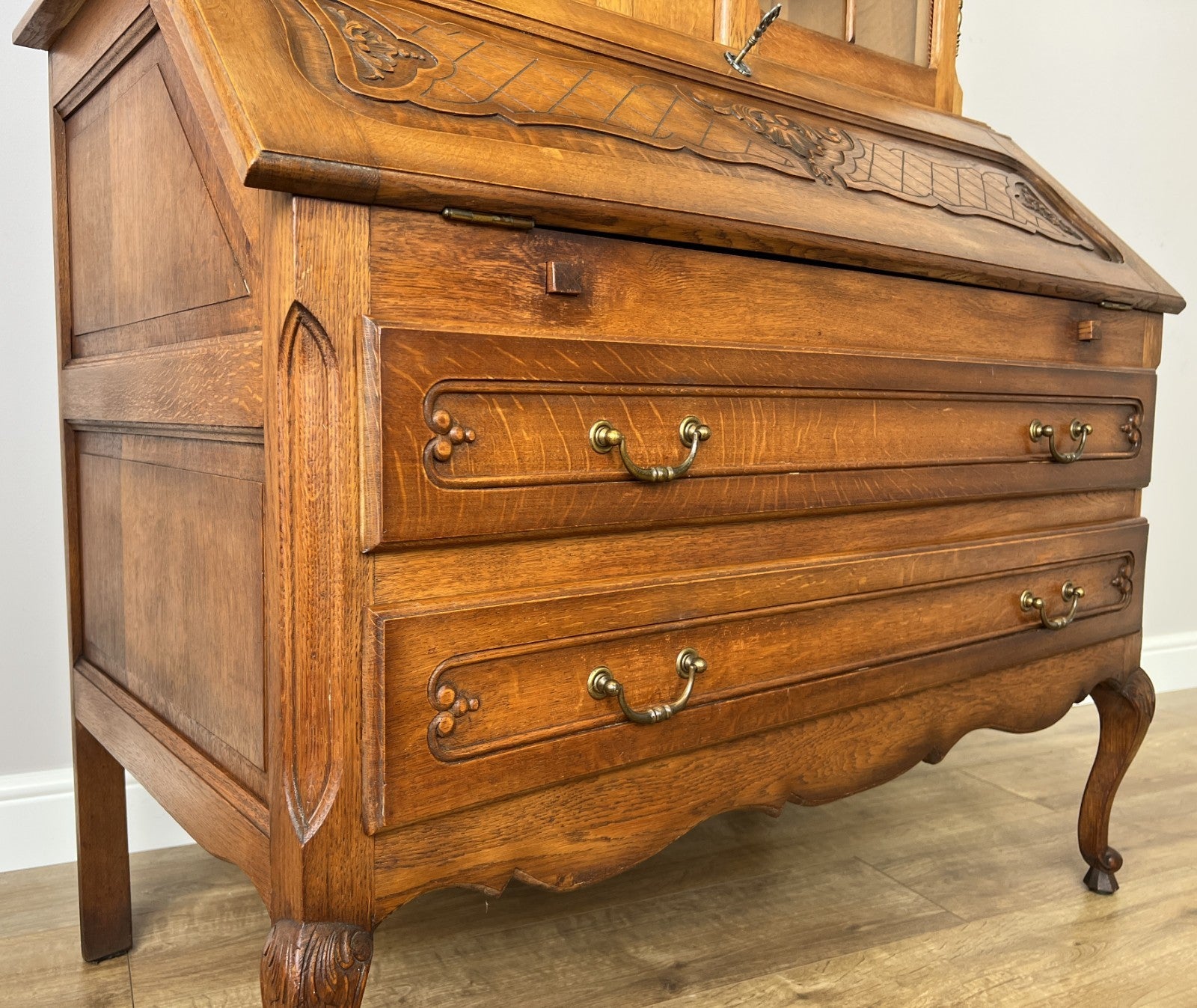 Cabinet Vintage French Louis XVI Oak Bureau Bookcase Display Cabinet LOT 634314