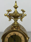 Clock Antique French Style Brass Ornate Mantel Clock with Key LOT 6473
