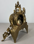 Mantel Clock Antique French Japy Frères Gilt Bronze Figure Clock LOT 36022