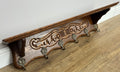 Coat Rack Vintage French Carved Oak Wall Mounted 6 Hooks Rack Hanger LOT 63682