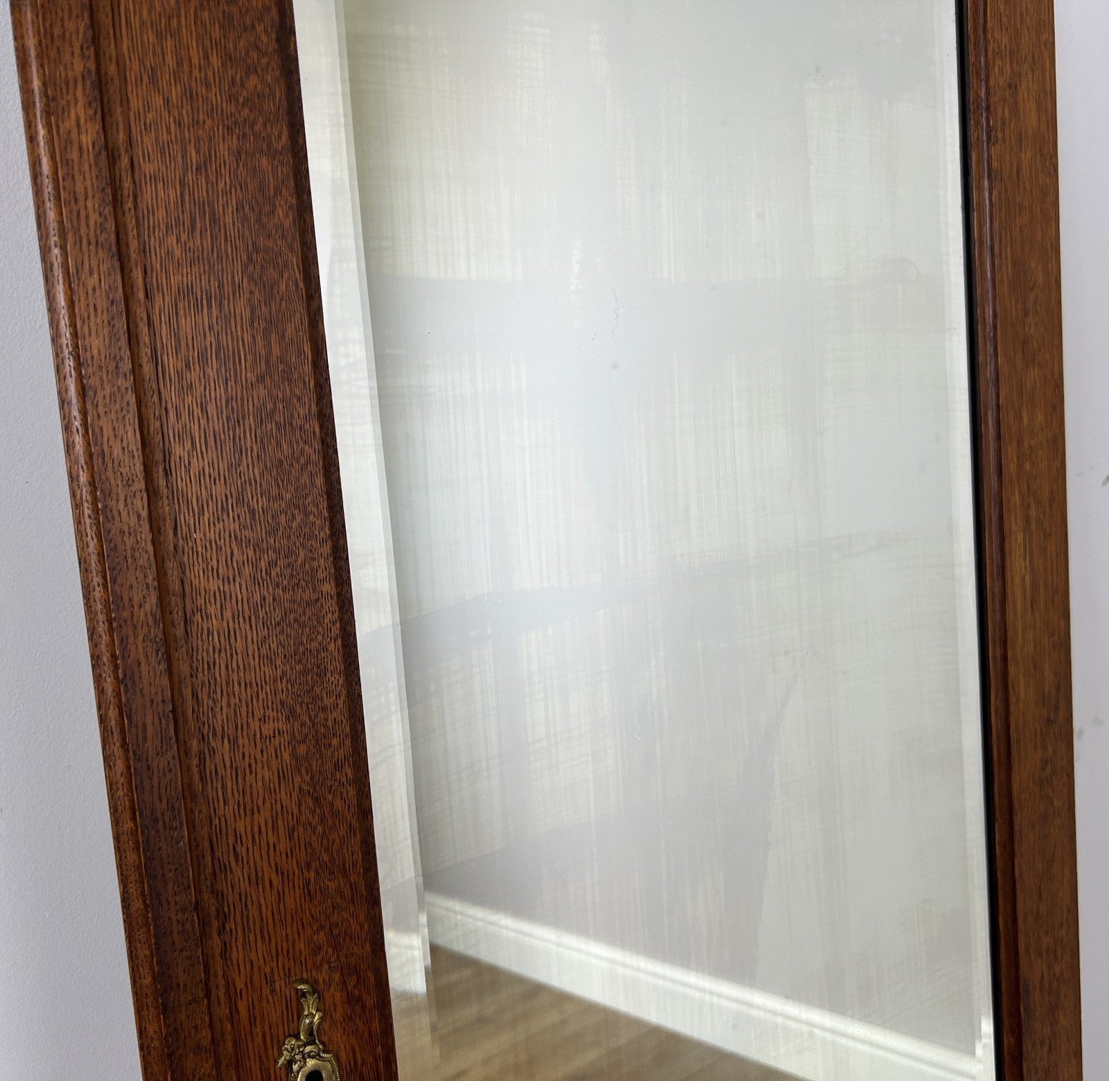Mirror Antique French Style Oak Carved Wardrobe Mirror Polished Glass LOT 61931