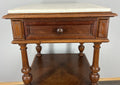 Bedside Table Antique French Walnut Marble Top Cabinet Nightstand LOT 44492