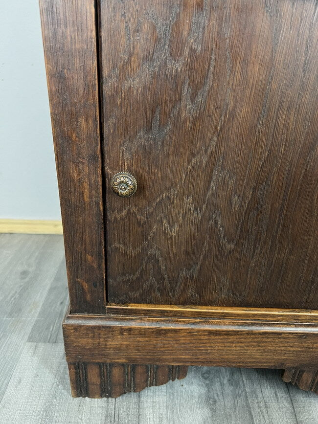 Bedside Table Antique French Style Marble Top Carved Cabinet Cupboard LOT 13423