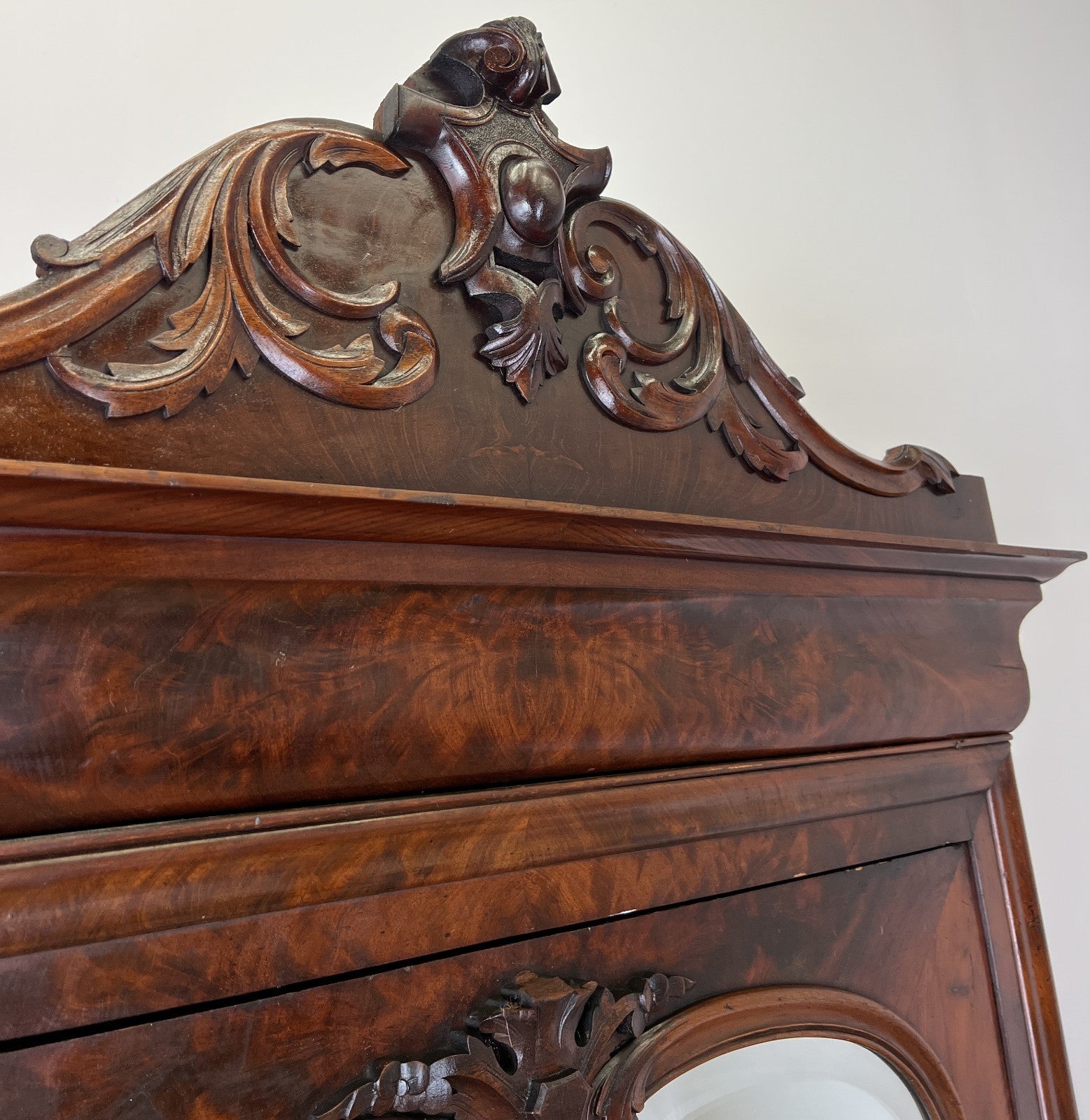 Wardrobe Antique French Style Mahogany Hidden Drawer Mirrored Armoire LOT 61483