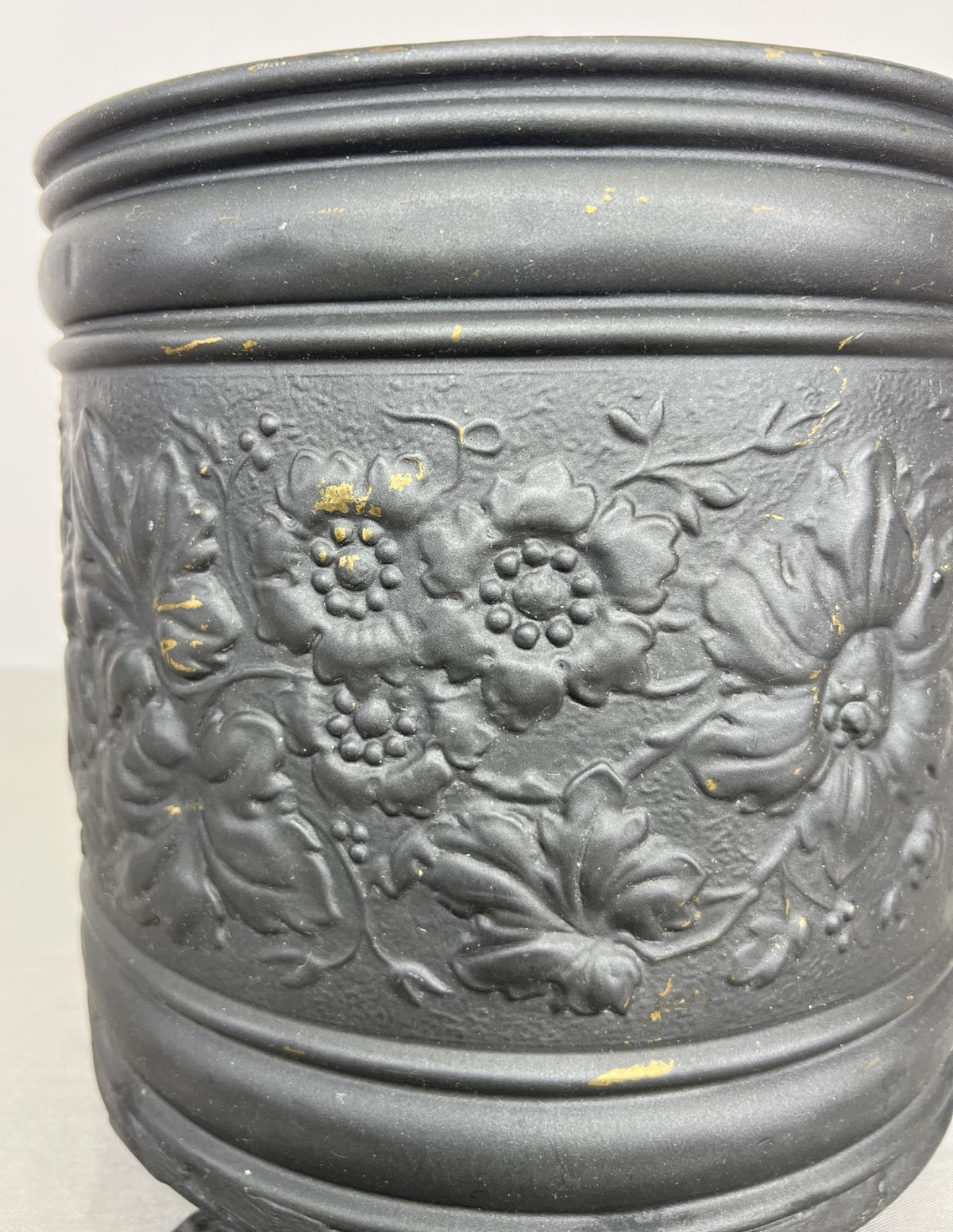 Plant Pot Vintage French Painted Brass Floral Jardiniere Planter LOT 6472