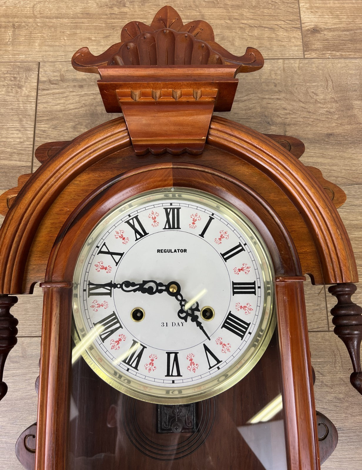 Clock Vintage French Style Hanging Regulator Carved Wall Clock LOT 62013