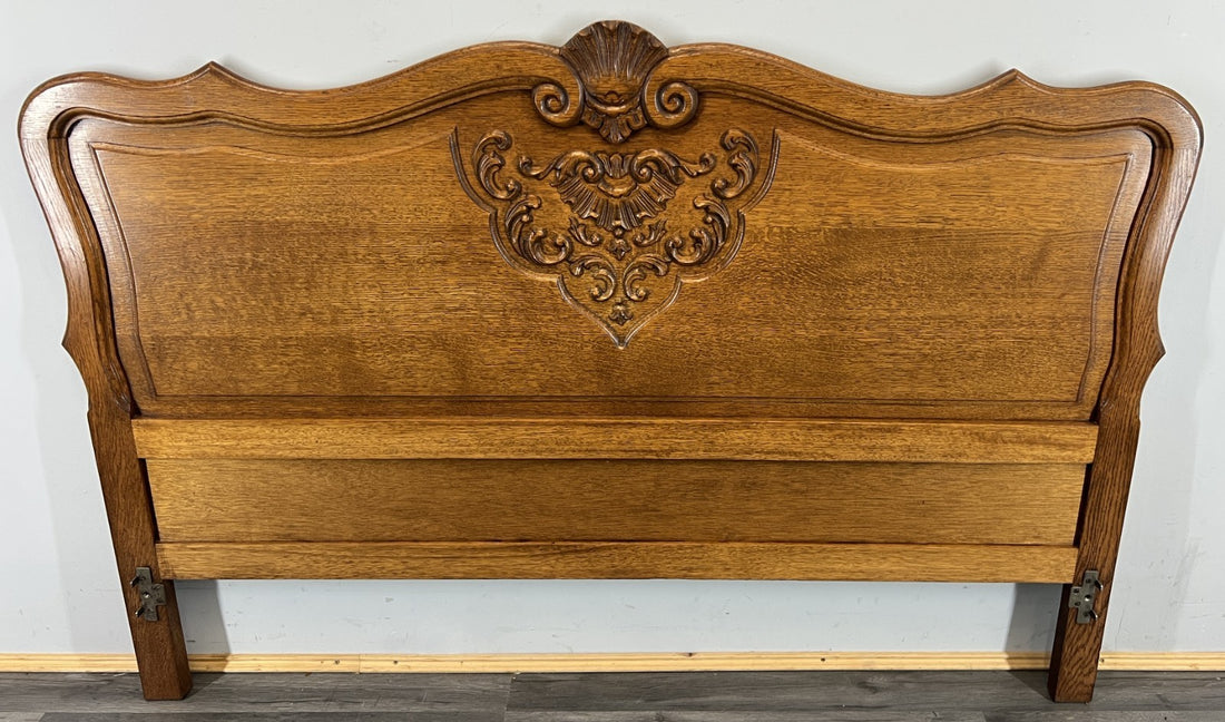 Headboard Vintage French Louis XVI Oak Carved  Double Bed Headboard LOT 47500
