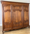 Wardrobe Vintage French Louis XVI Style Triple Door Oak Carved Armoire LOT 60782