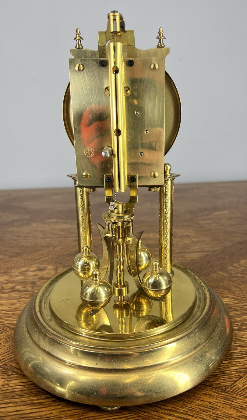 Clock Kern  Vintage Style Glass Dome Brass Anniversary Clock LOT 467614