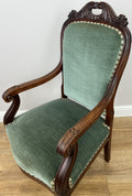 Armchair Antique French Style Walnut Upholstered Seat Carved Chair LOT 62868