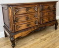 Chest of Drawers Vintage French Louis Oak 6 Drawers Carved Cabinet LOT 62631