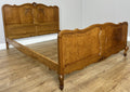 Bed Vintage French Louis XVI Double Bed Frame Oak Carved Headboard LOT 491310