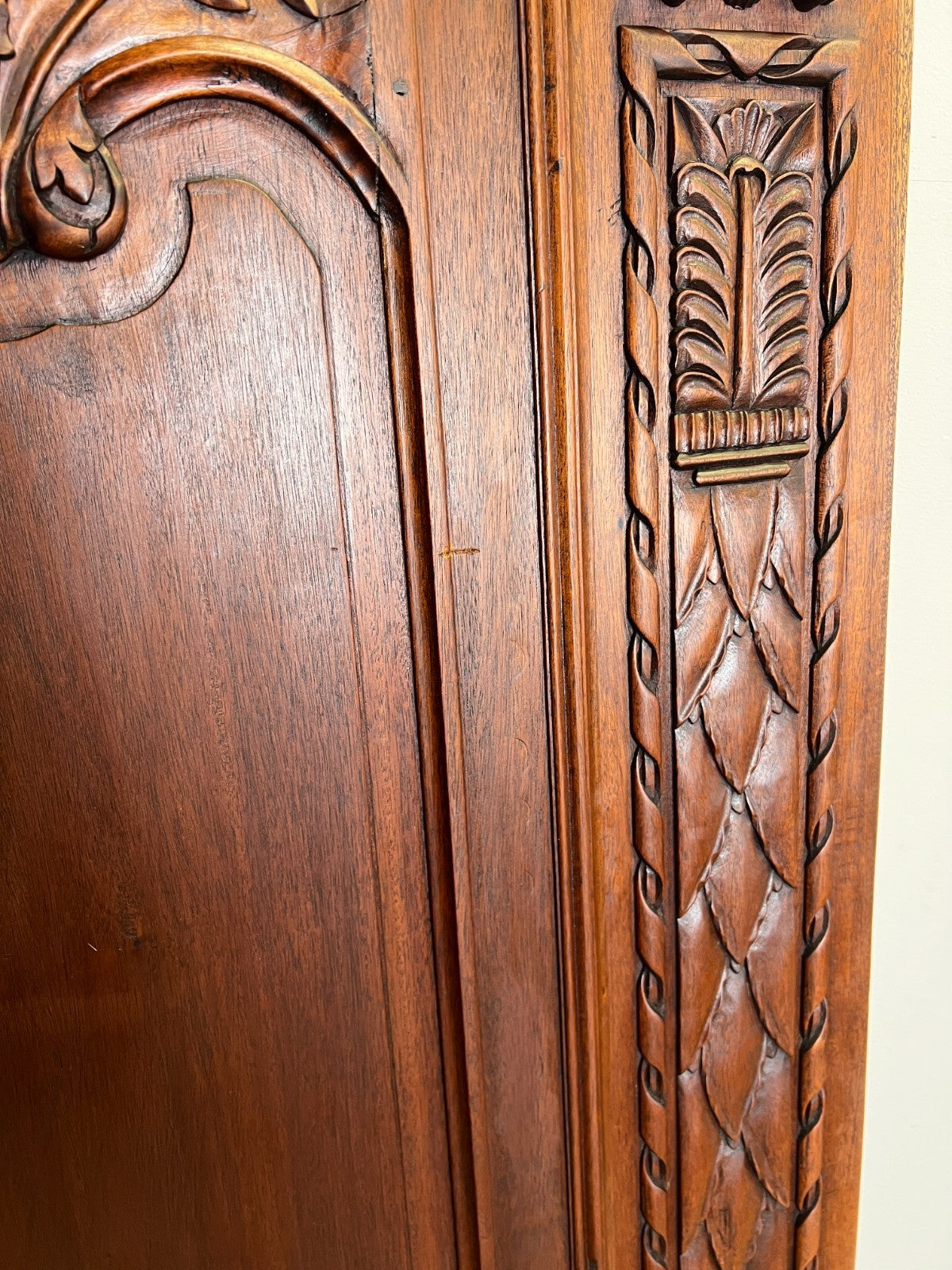Wardrobe Antique French Style Walnut Two Door Carved Armoire LOT 6499