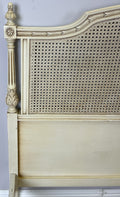 Bed Vintage French King Size Bed Frame Cane Panel Carved Headboard LOT 64109
