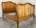 Bed Antique French Style Oak Double Bed Frame Carved Headboard LOT 37116