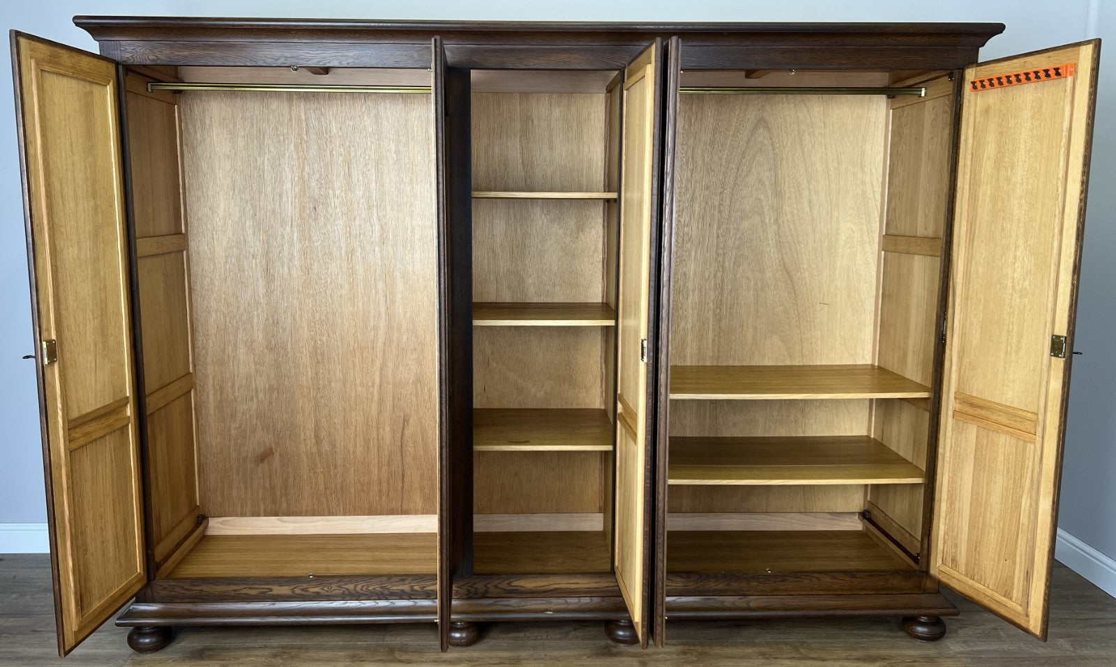Wardrobe Vintage French Style Oak Four Door Carved Armoire LOT 49786