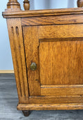 Bedside Table Antique French Oak with Marble Top Carved Cabinet LOT 43385