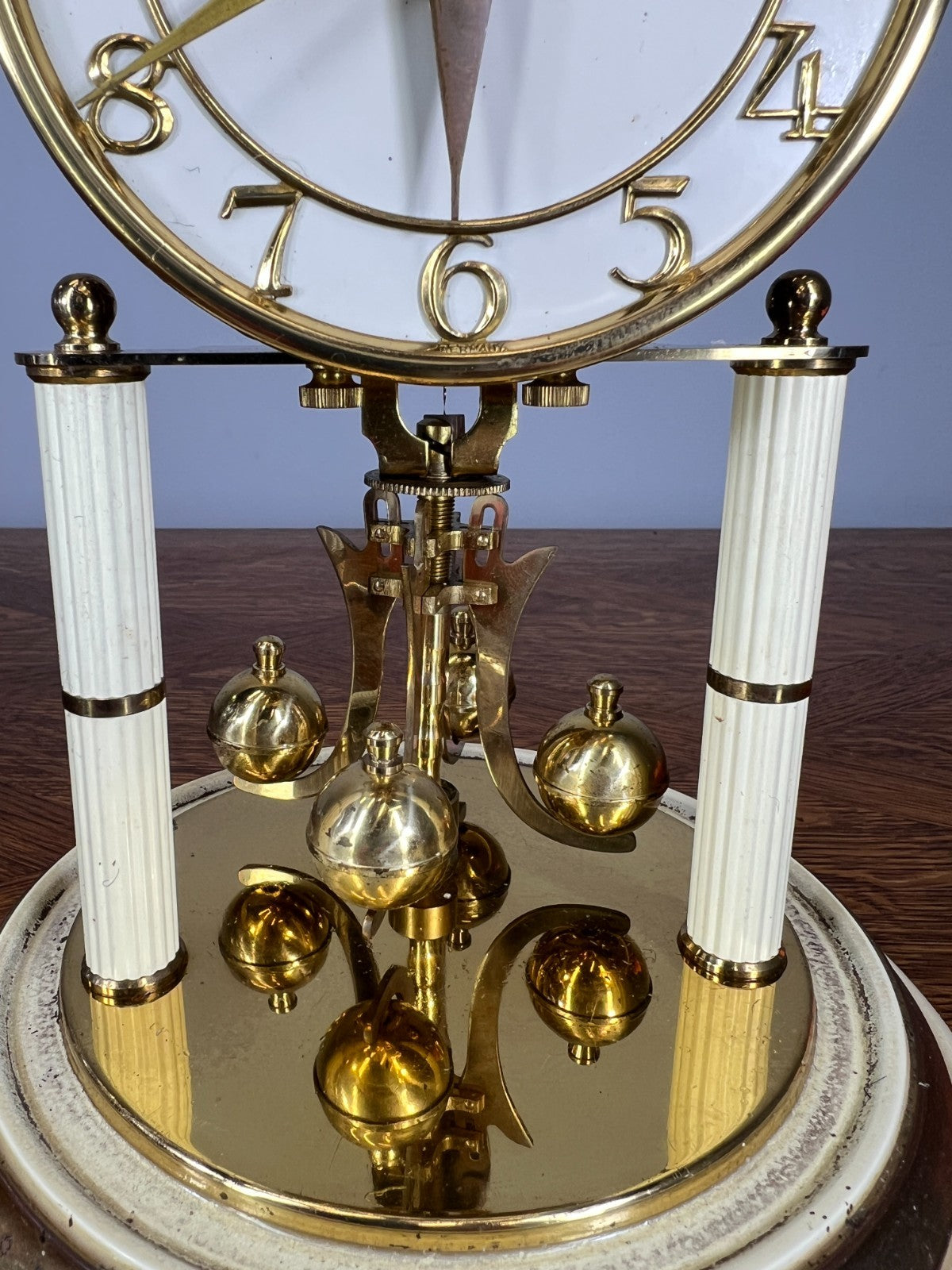 Clock Kern Vintage Style Glass Dome Brass Anniversary Clock LOT 46747