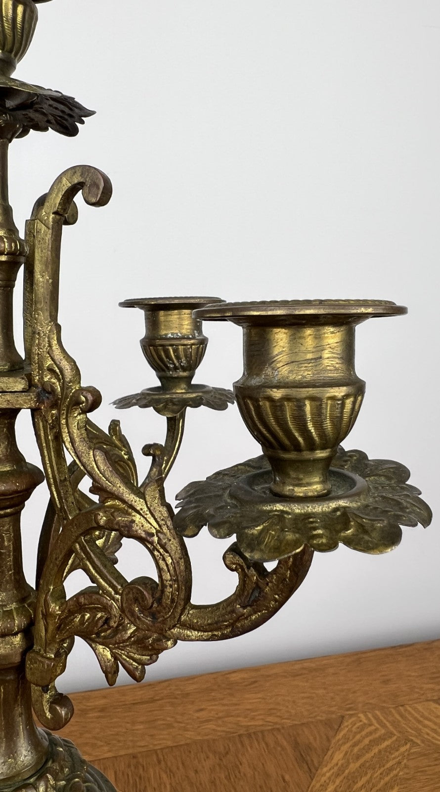 Pair of Candelabra Antique French Style Brass Five Arm Candle Holders LOT 60258