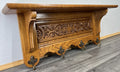 French Vintage Style Coat Rack Oak 4 Hooks Ornate Wall Shelf Coat LOT 46906