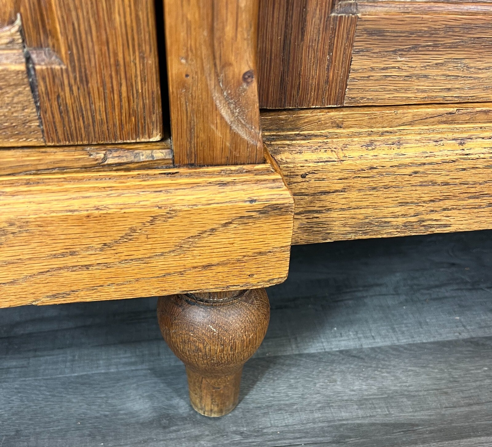 Sideboard Antique French Marble Top Cabinet Carved Storage Cupboard LOT 23717