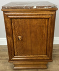 Pair of Bedside Tables Antique French Style Oak Marble Top Cabinets LOT 62183