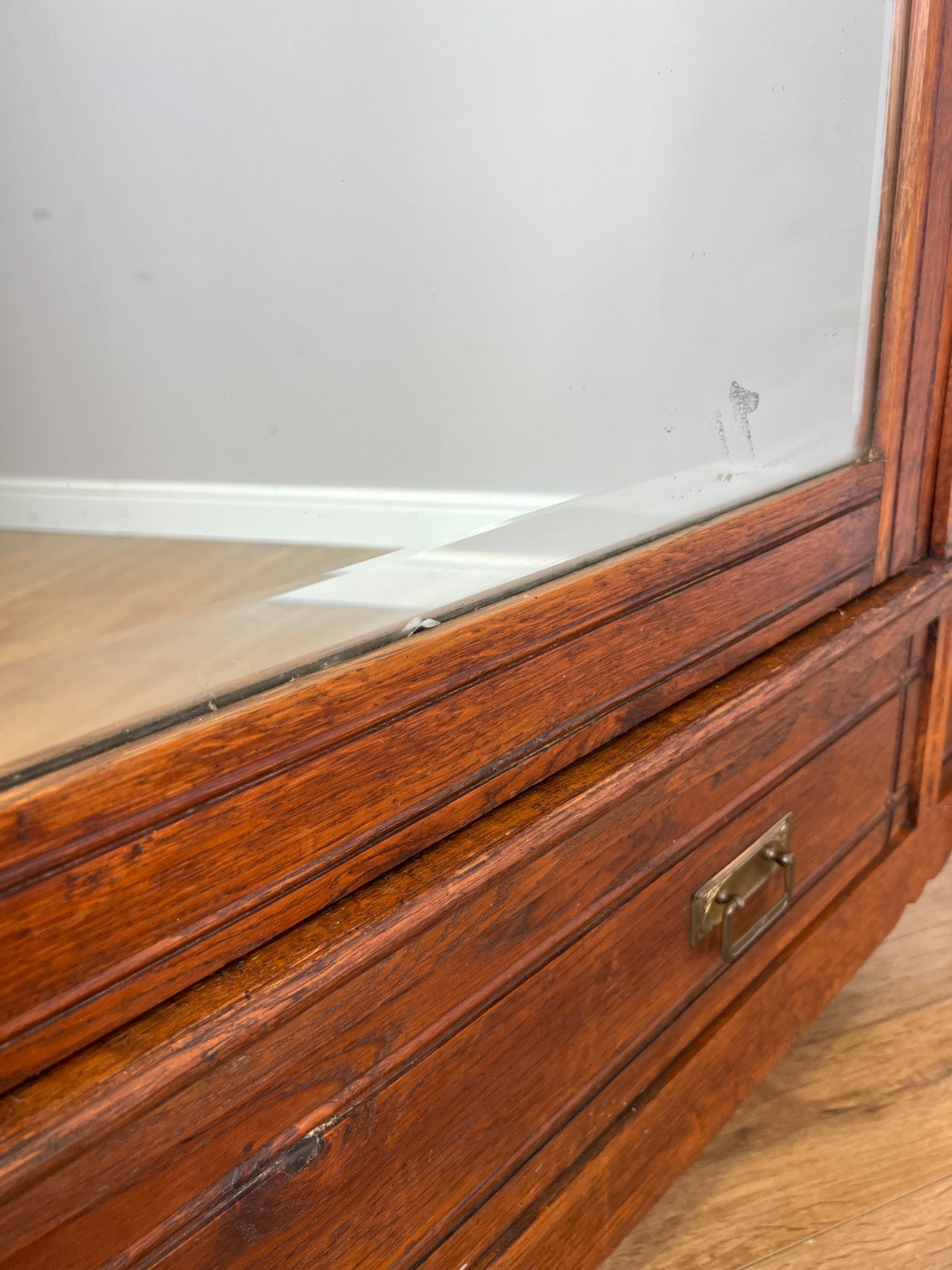Wardrobe Antique French Style Oak Mirrored Door Carved Armoire LOT 6539