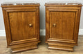 Pair of Bedside Tables Antique French Style Oak Marble Top Cabinets LOT 62180