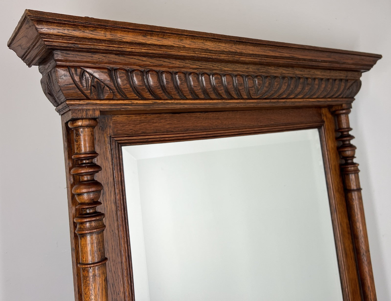 Antique French Style Carved Wall Mirror Oak Ornate Wall Frame LOT 45483