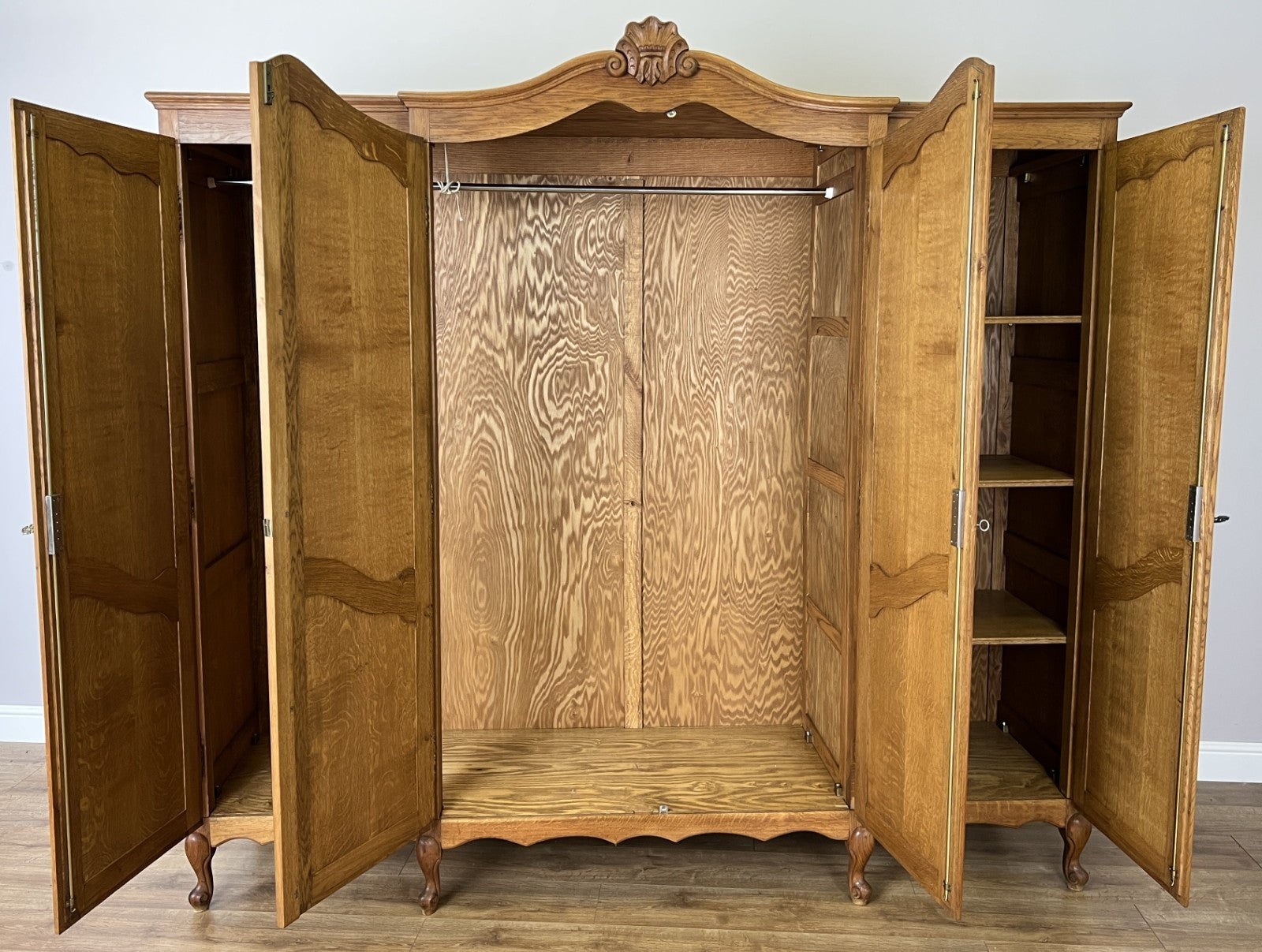 Wardrobe Vintage French Louis XVI Style Oak Four Door Carved Armoire LOT 63868
