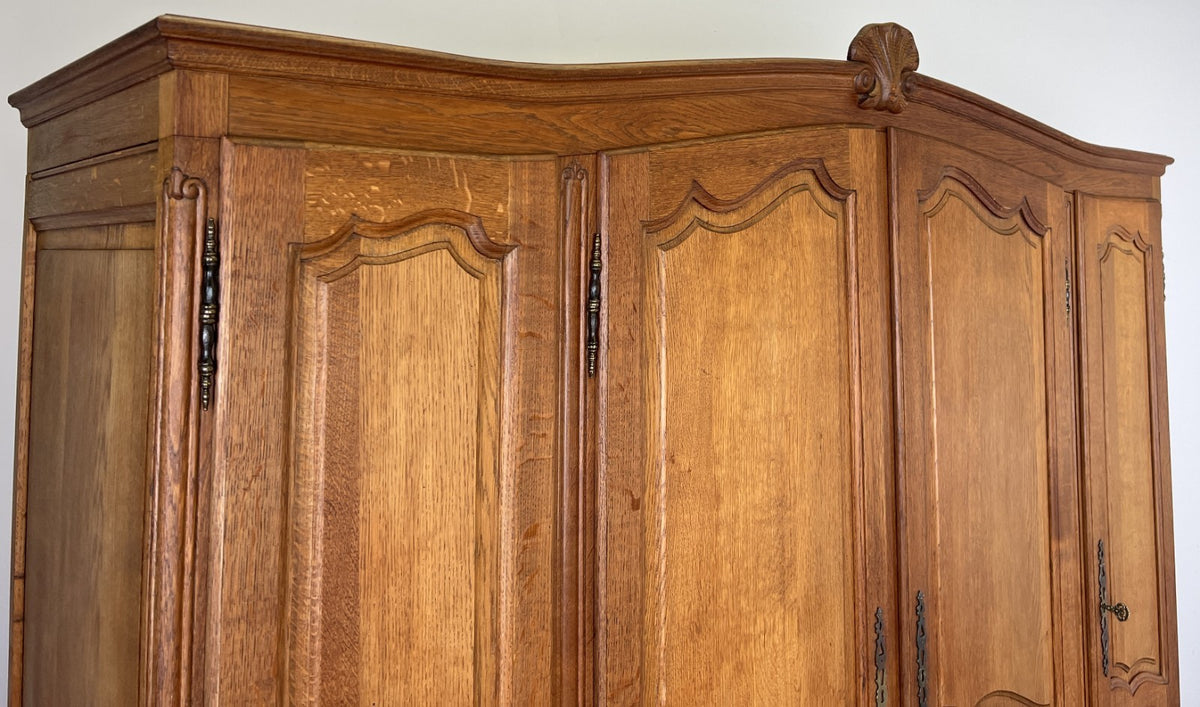 Wardrobe Vintage French Louis XVI Style Four Door Oak Carved Armoire LOT 64122