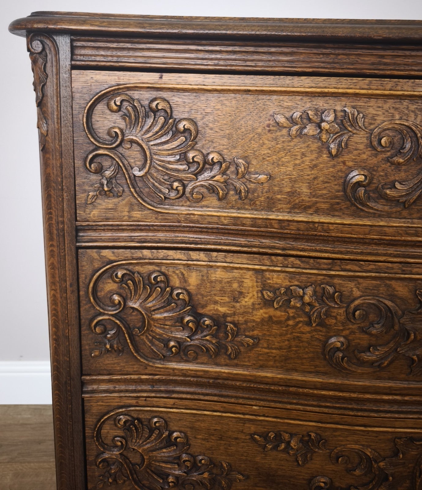 Chest of Drawers Vintage French Louis XVI Oak Carved 3 Drawer Cabinet LOT 60107