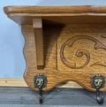 French Vintage Style Coat Rack Oak 5 Hooks Ornate Wall Shelf Coat LOT 47222