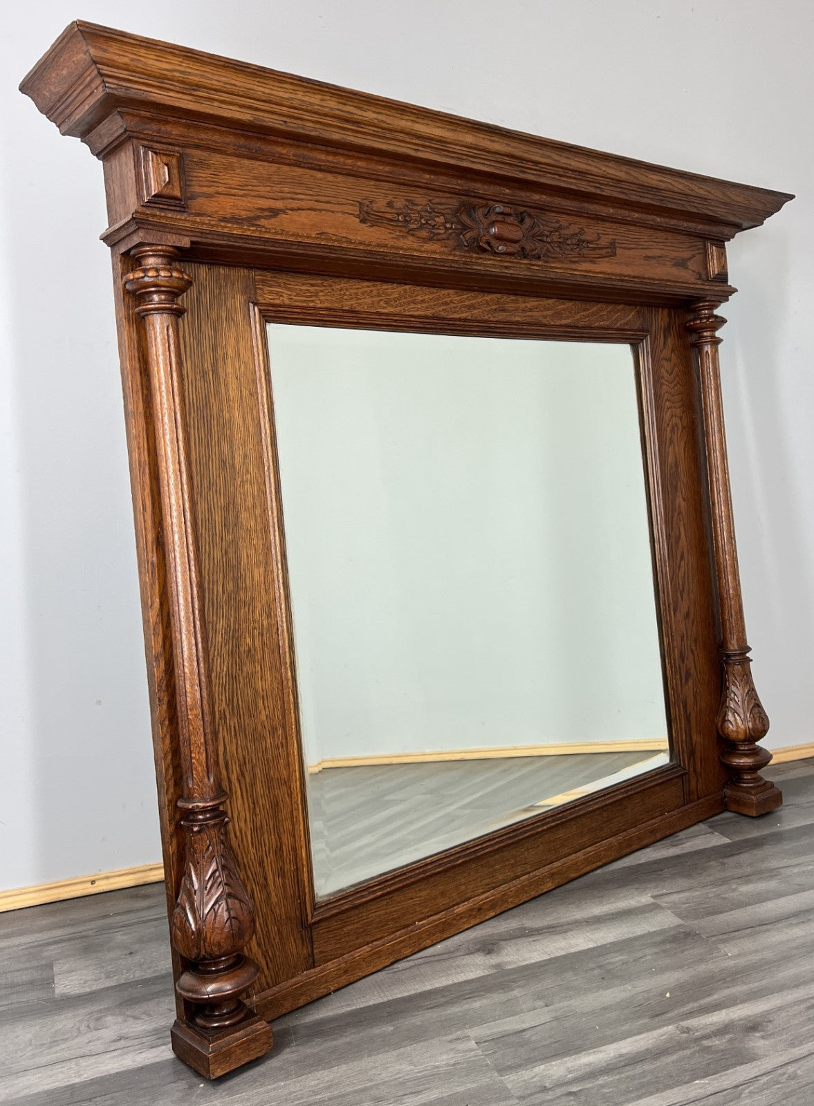 Antique French Style Carved Oak Wall Mirror Home Decor Wall Frame LOT 45517