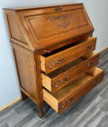 Secretaire Writing Desk Vintage French Oak Bureau Carved Cabinet LOT 375512