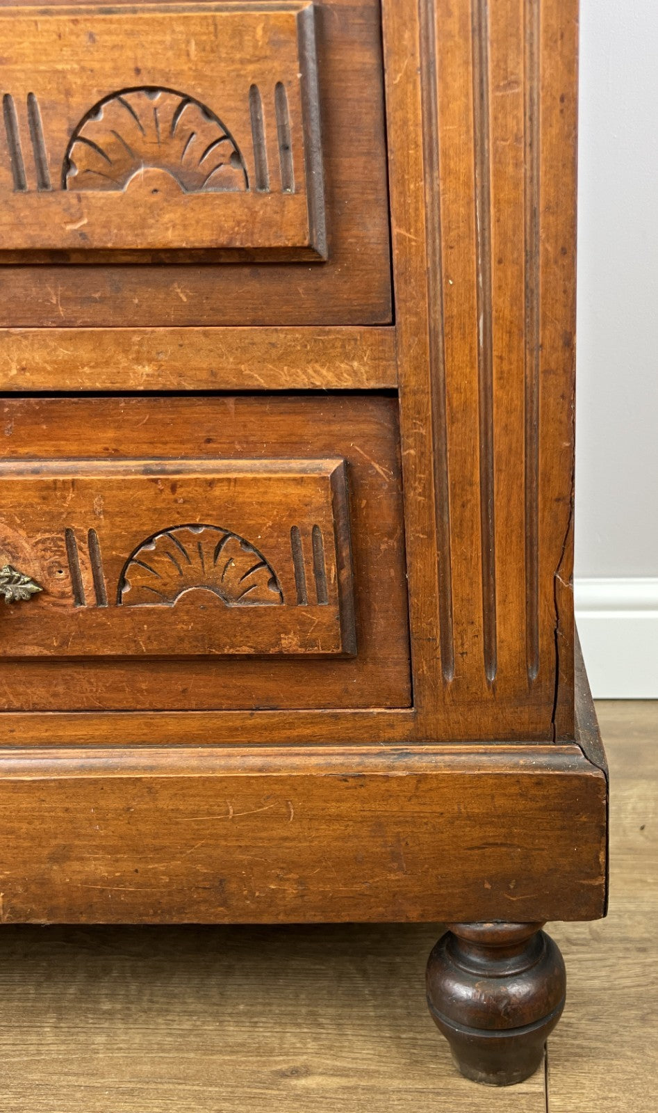 Chest of Drawers Antique French Walnut Marble Top Five Drawer Cabinet LOT 644915