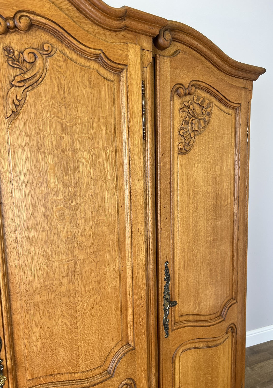 Wardrobe Vintage French Louis XVI Style Oak Four Door Carved Armoire LOT 64005
