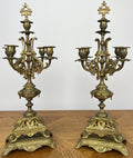 Pair of Candelabra Antique French Style Brass Five Arm Candle Holders LOT 60251