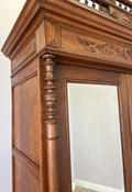 Wardrobe Antique French Oak Two Door Mirrored Carved Armoire Cabinet LOT 61537