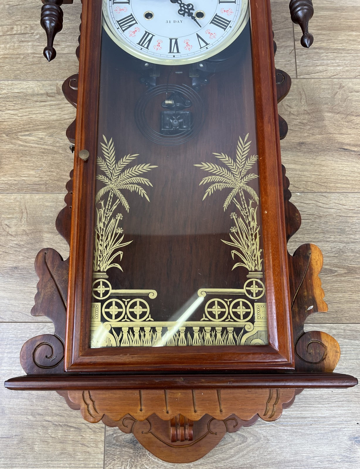 Clock Vintage French Style Hanging Regulator Carved Wall Clock LOT 62014