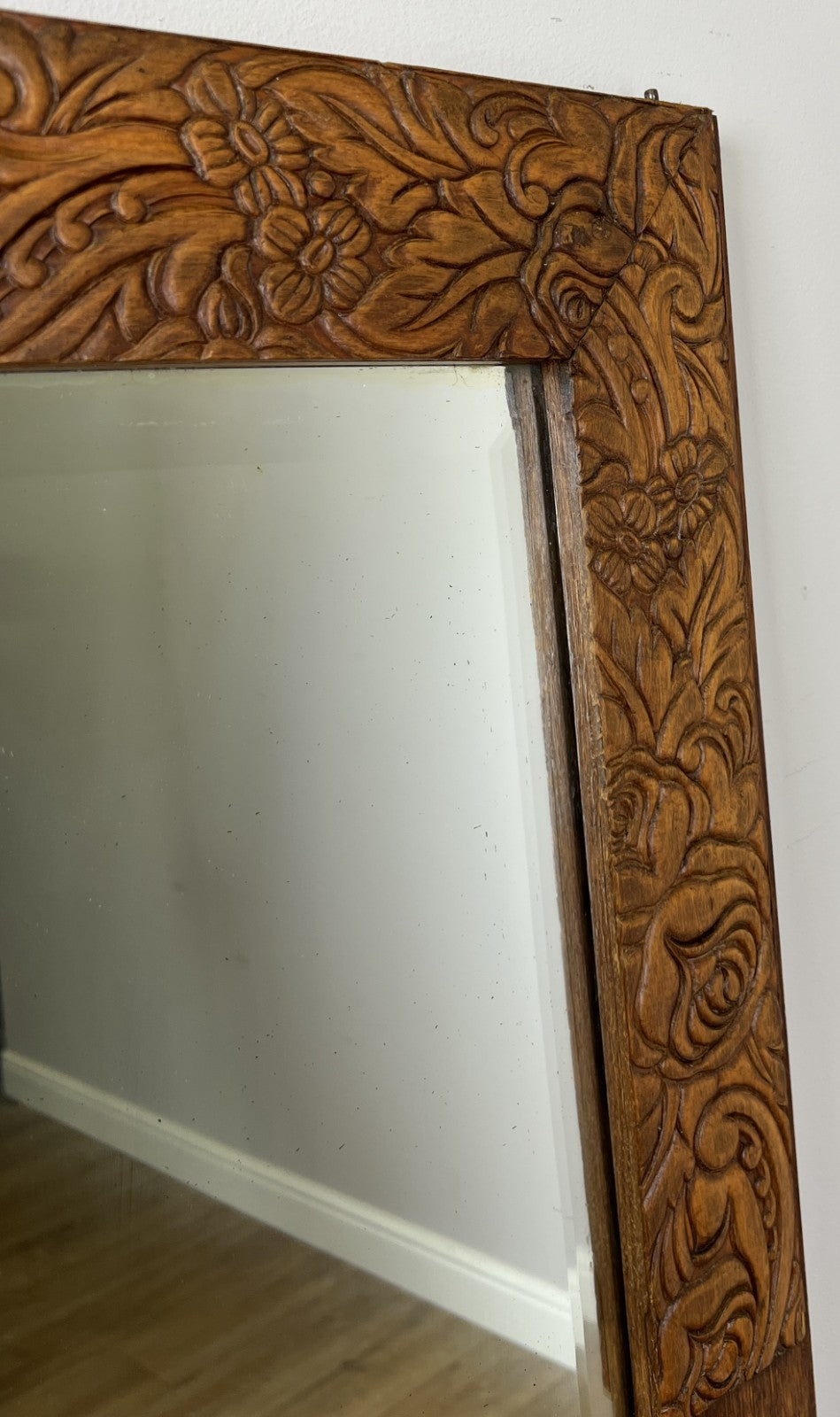 Mirror Antique French Style Wall Mirror Oak Carved Decorative Frame LOT 61854