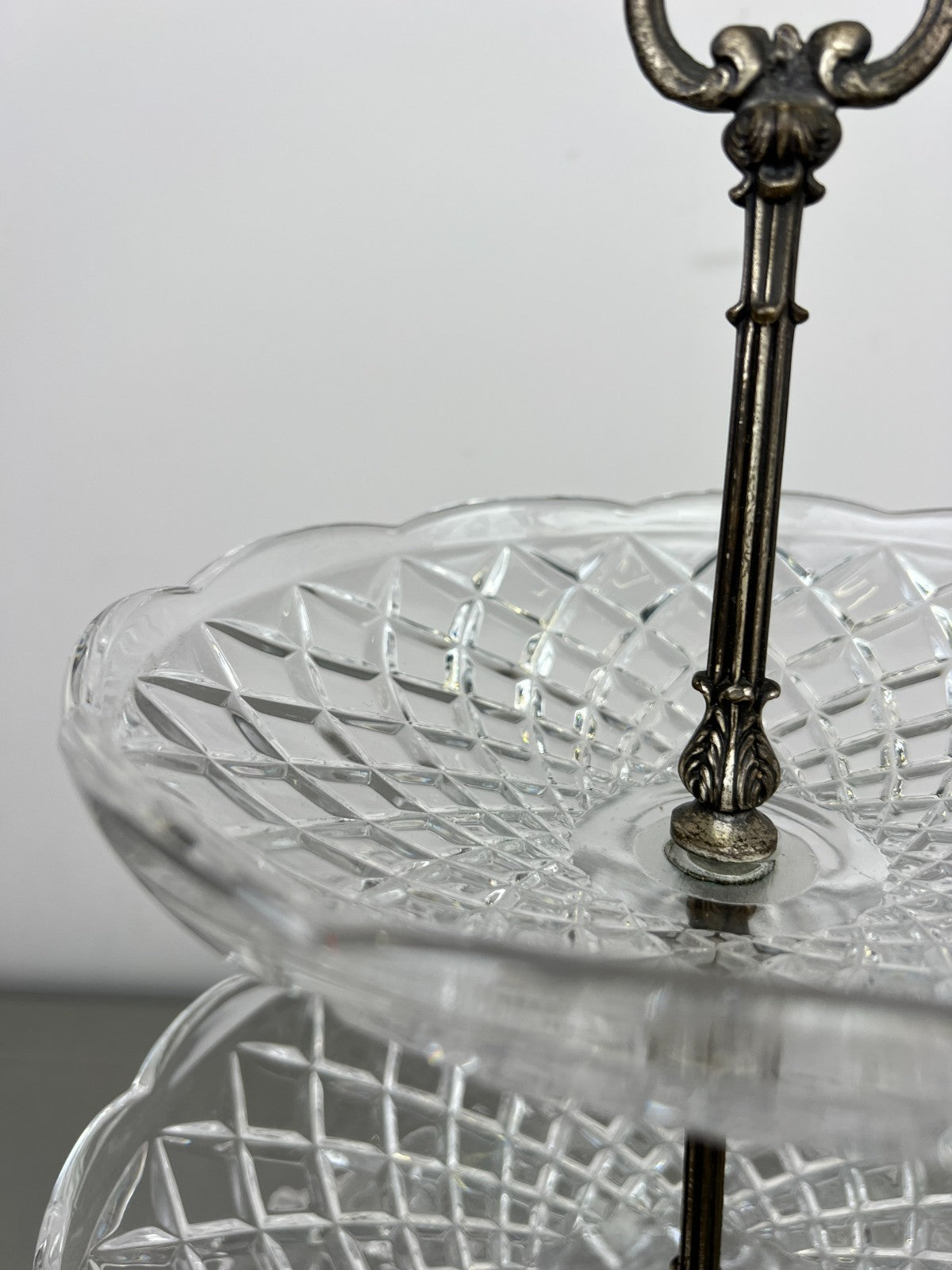 Bomboniere Vintage French Crystal Cut Three Tier Serving Cake Stand LOT 6439