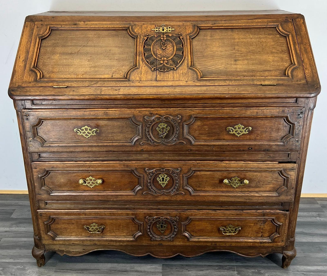 Chest of Drawers Vintage French Oak 3 Drawers Bureau Desk Cabinet LOT 21690