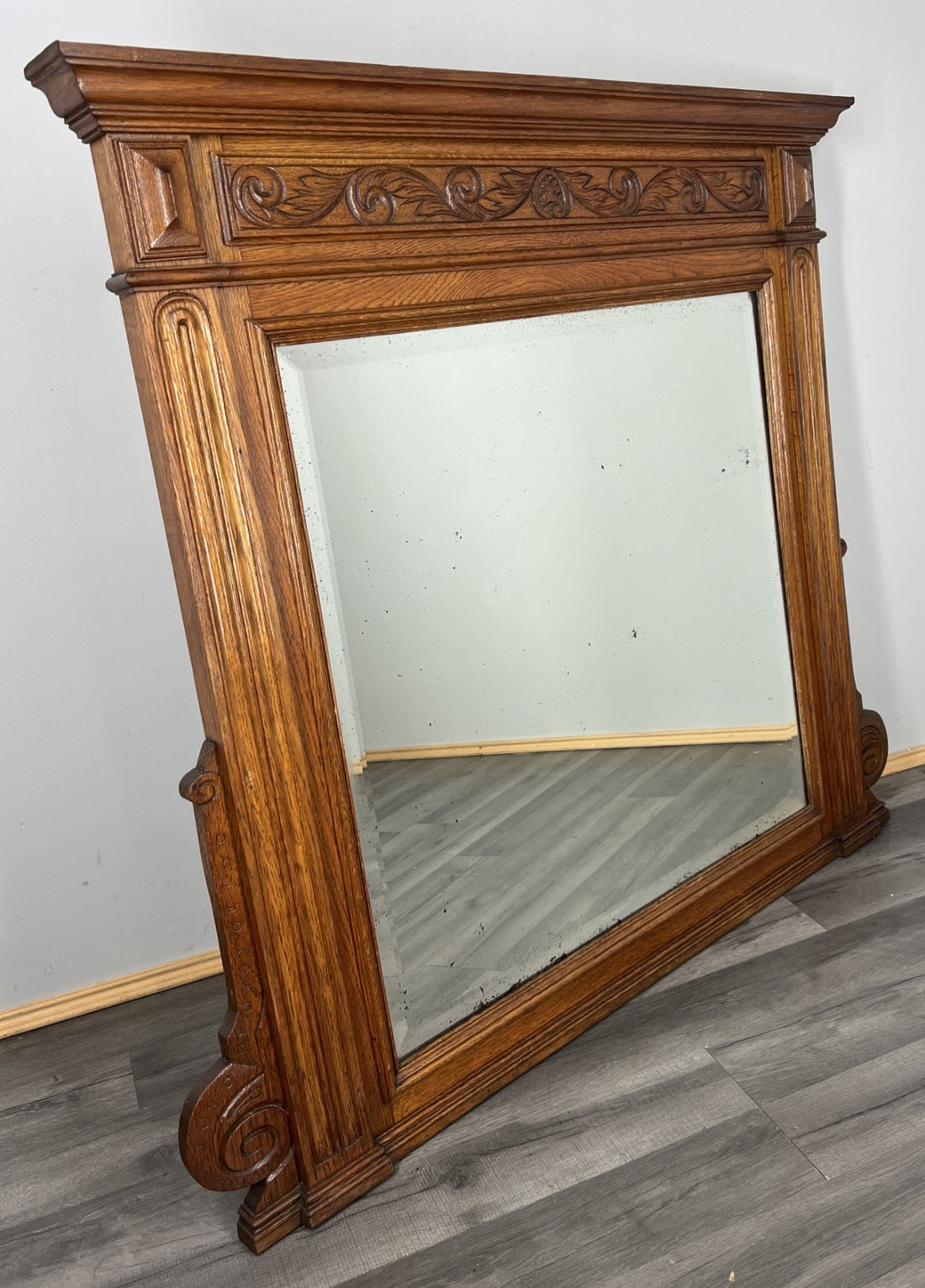 Antique French Style Carved Wall Mirror Oak Ornate Wall Frame LOT 45490