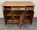Sideboard Antique French Marble Top Inlaid Brass Detail Carved Cabinet LOT 23822